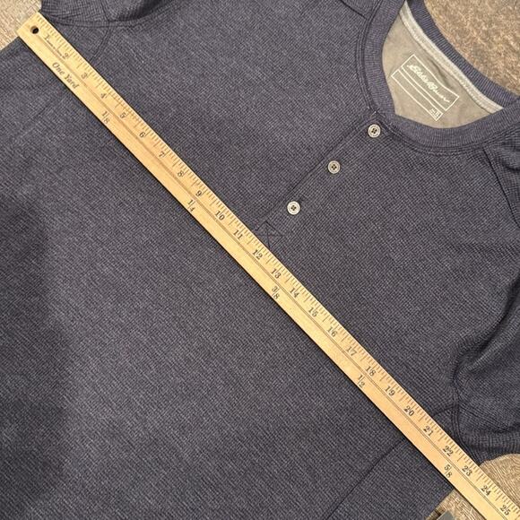 NWT Eddie Bauer Men's Favorite Ultrasoft Thermal Henley Heather Navy Size L Tall - Picture 5 of 9